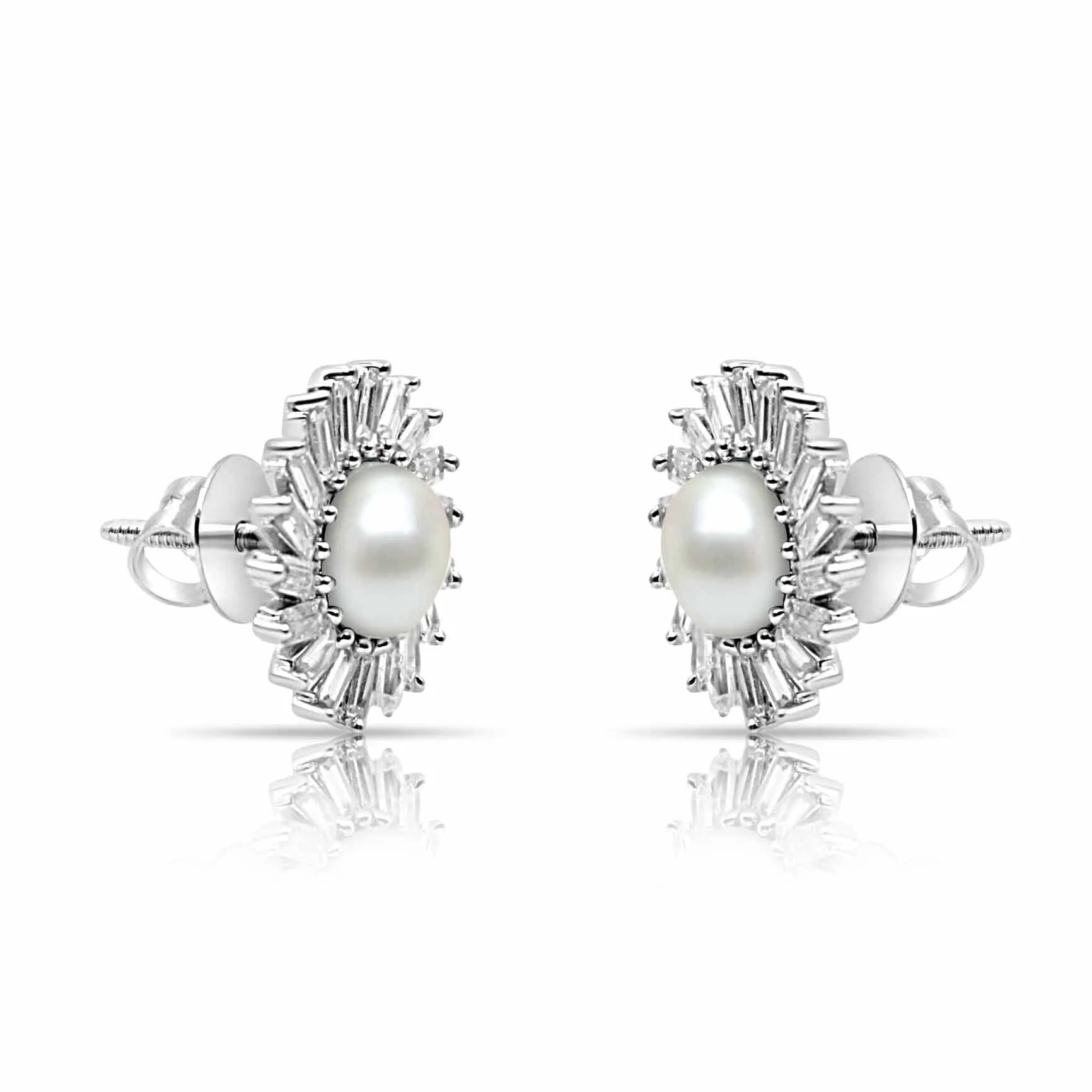 Pure Silver AD Pearl Earrings