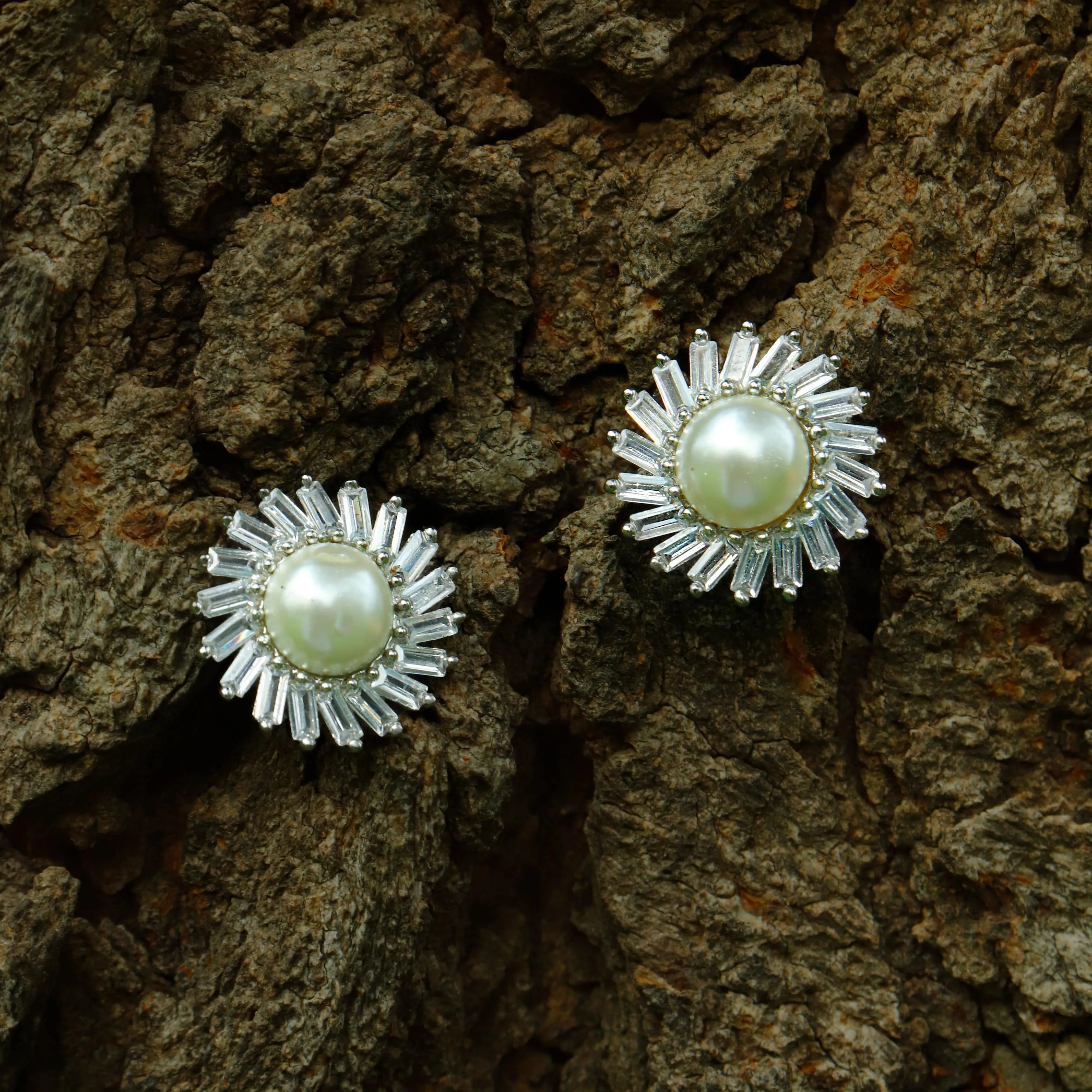 Pure Silver AD Pearl Earrings