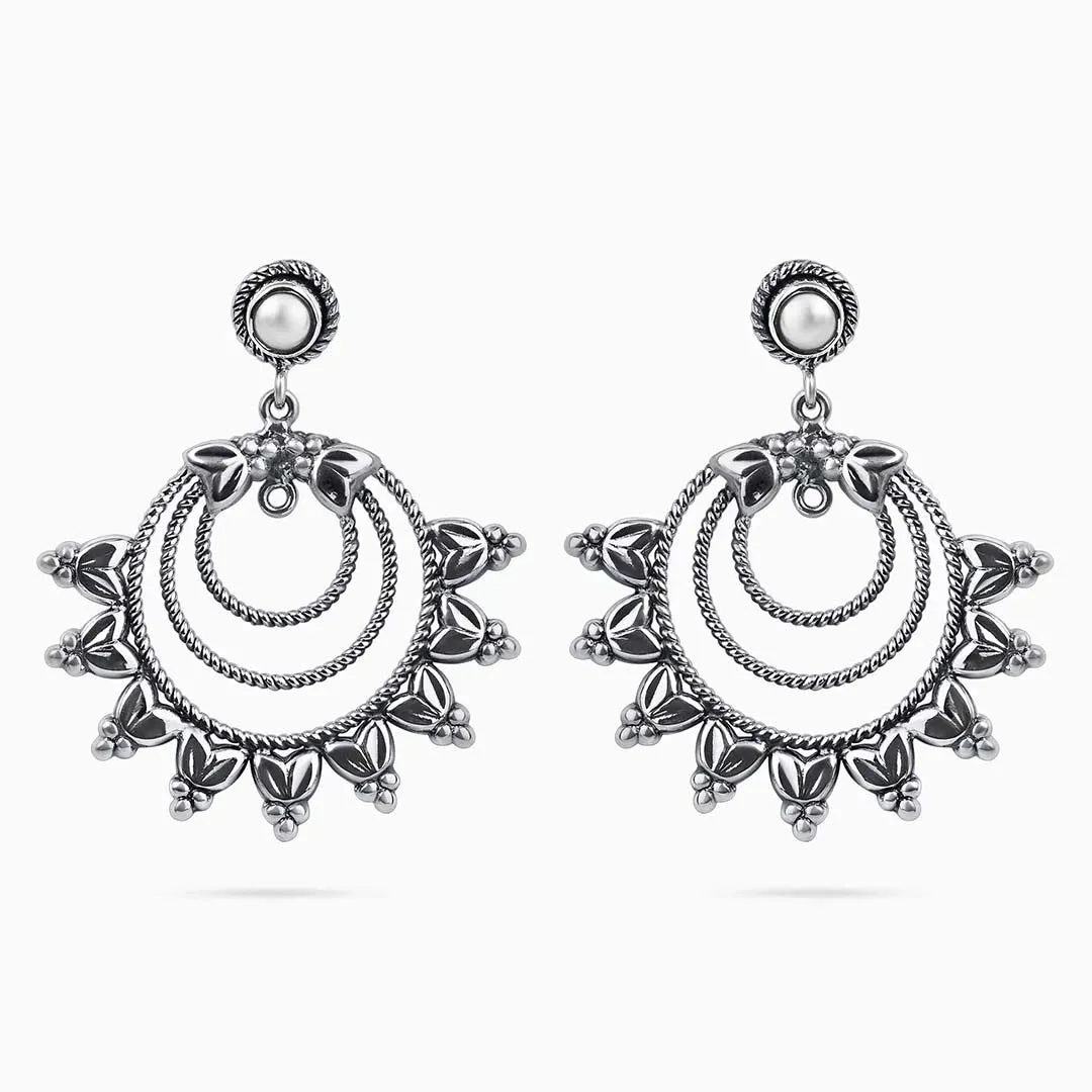 Pure Silver Earrings - Big Exquisite Chandbali Model