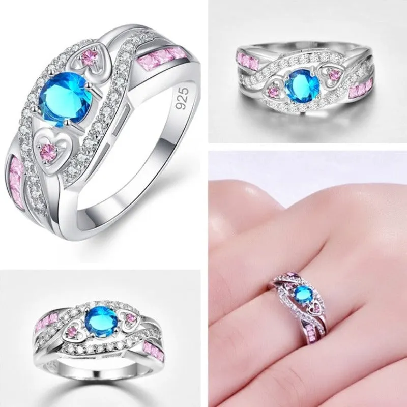 Purple Amethyst Gemstone Engagement Ring 925 Silver Women Jewelry