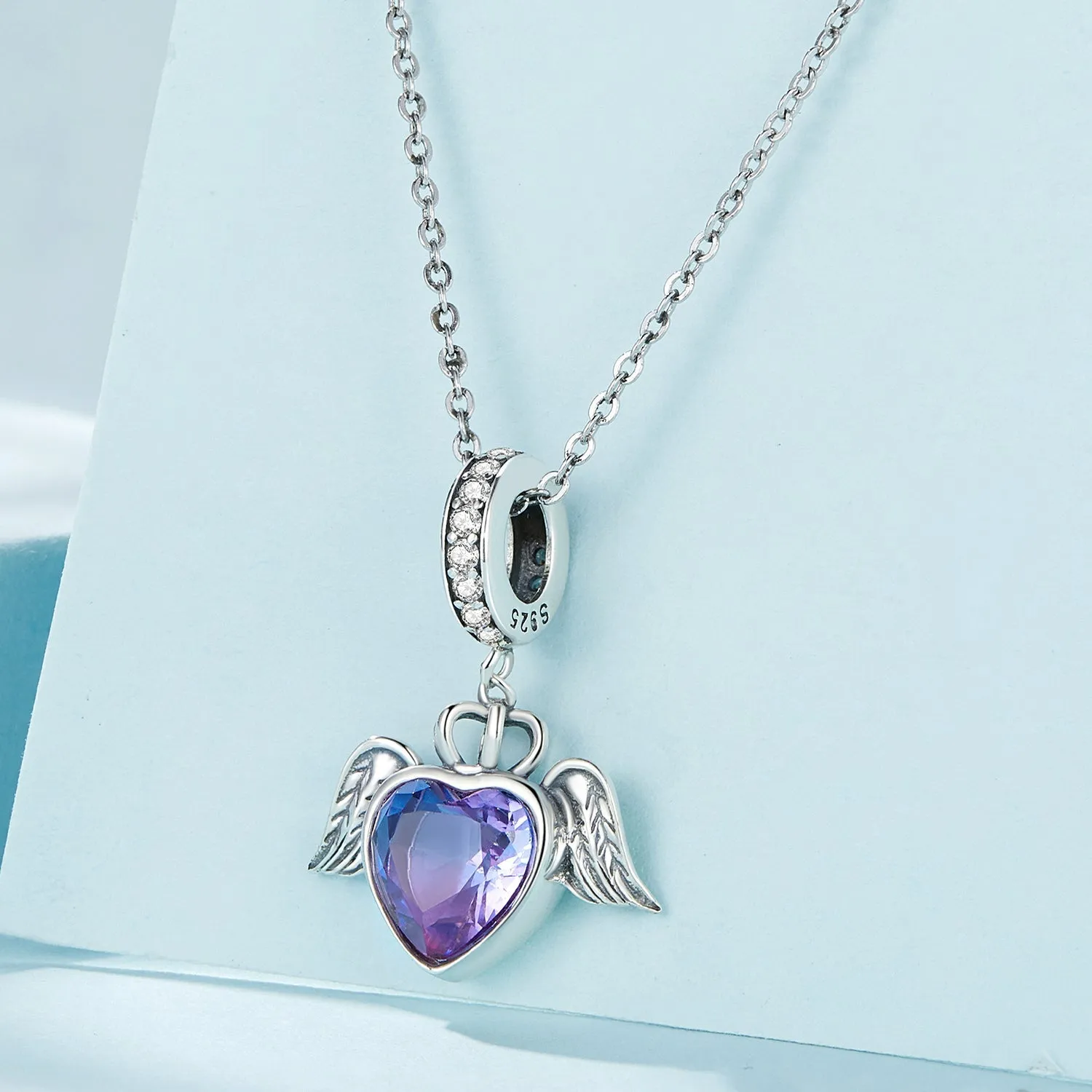 Purple Heart Guardian Wings Pendant Charm