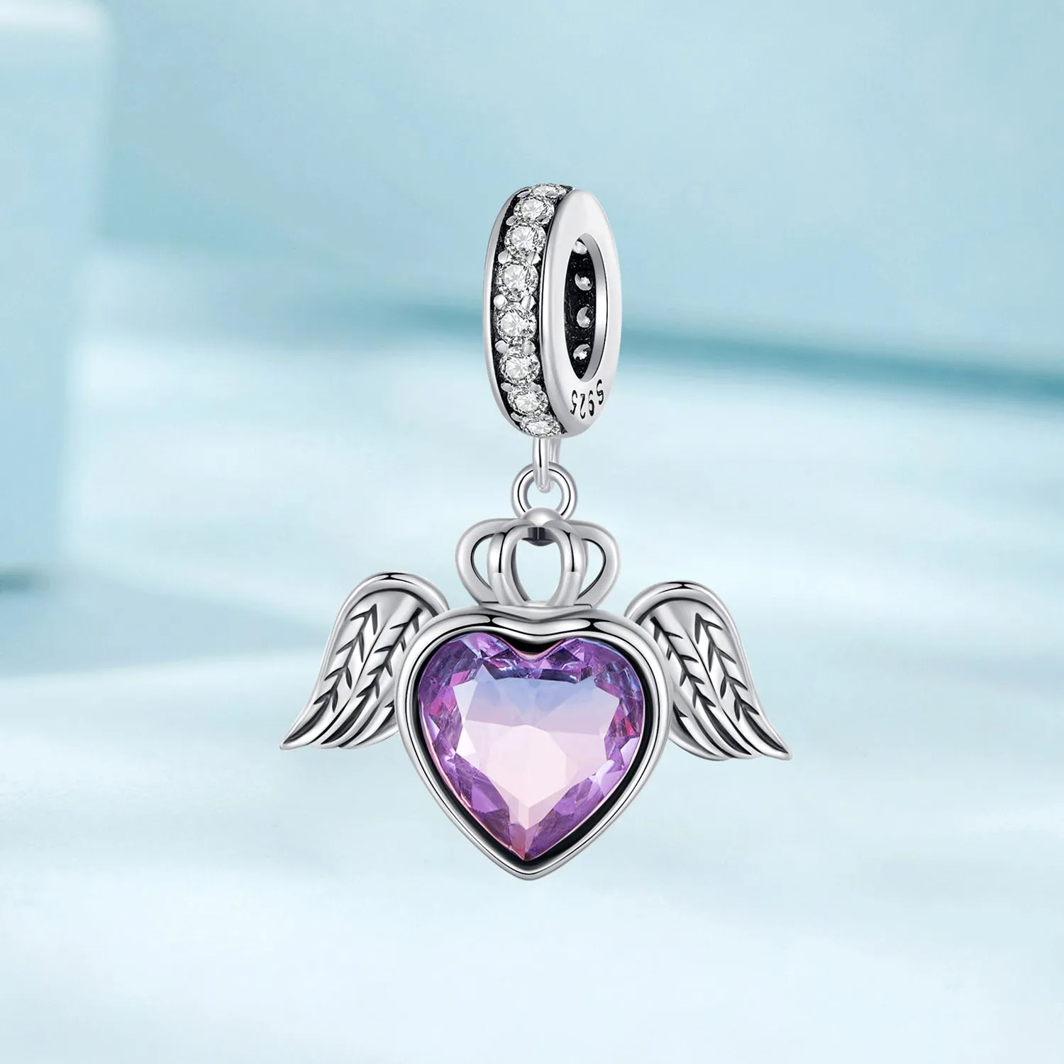 Purple Heart Guardian Wings Pendant Charm