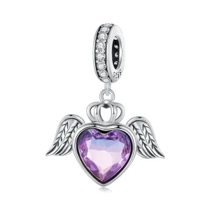Purple Heart Guardian Wings Pendant Charm