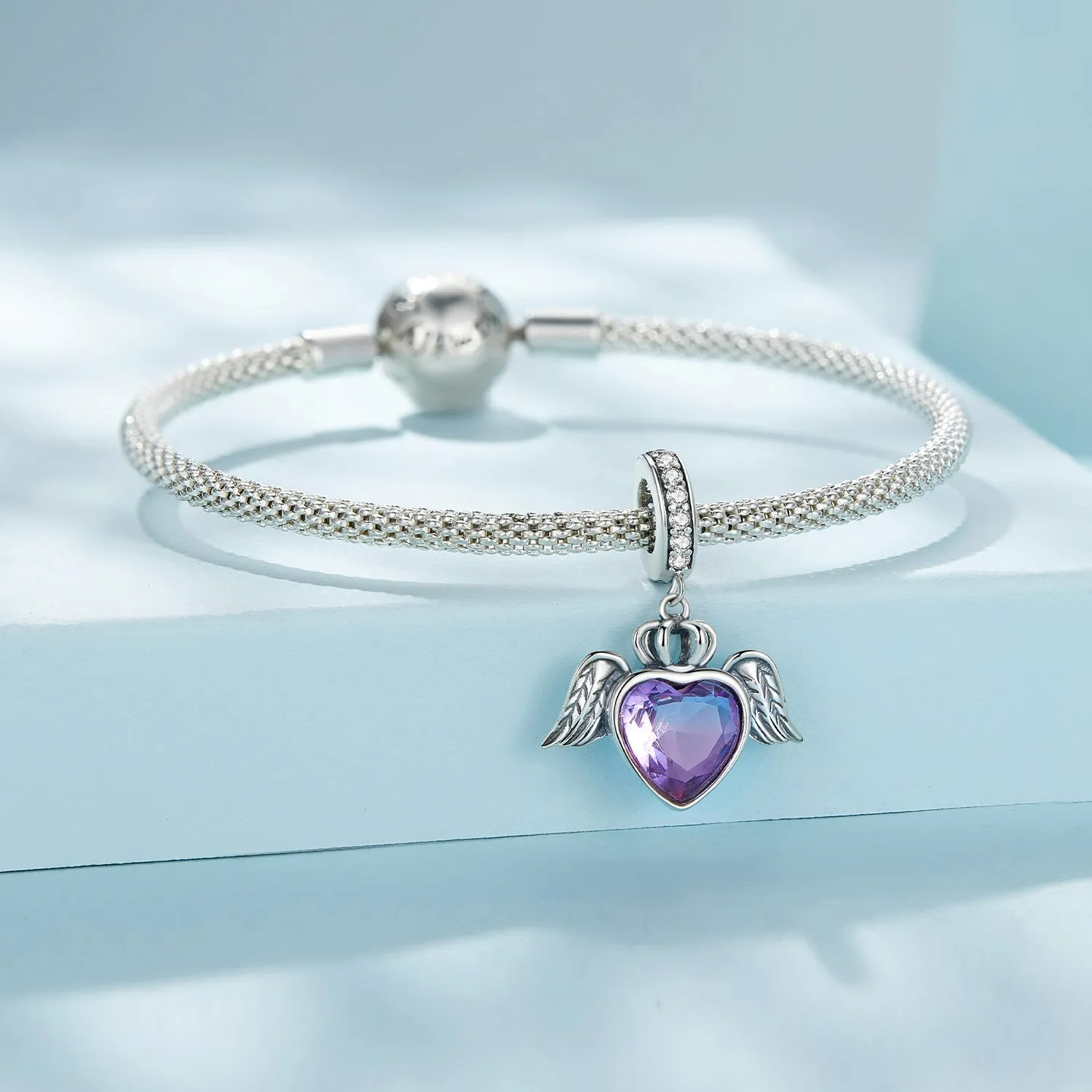 Purple Heart Guardian Wings Pendant Charm