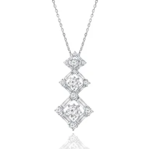 "Hierarchy Delight" 2.6CTW Baguette Graduated Diamond Shape Pendant Necklace