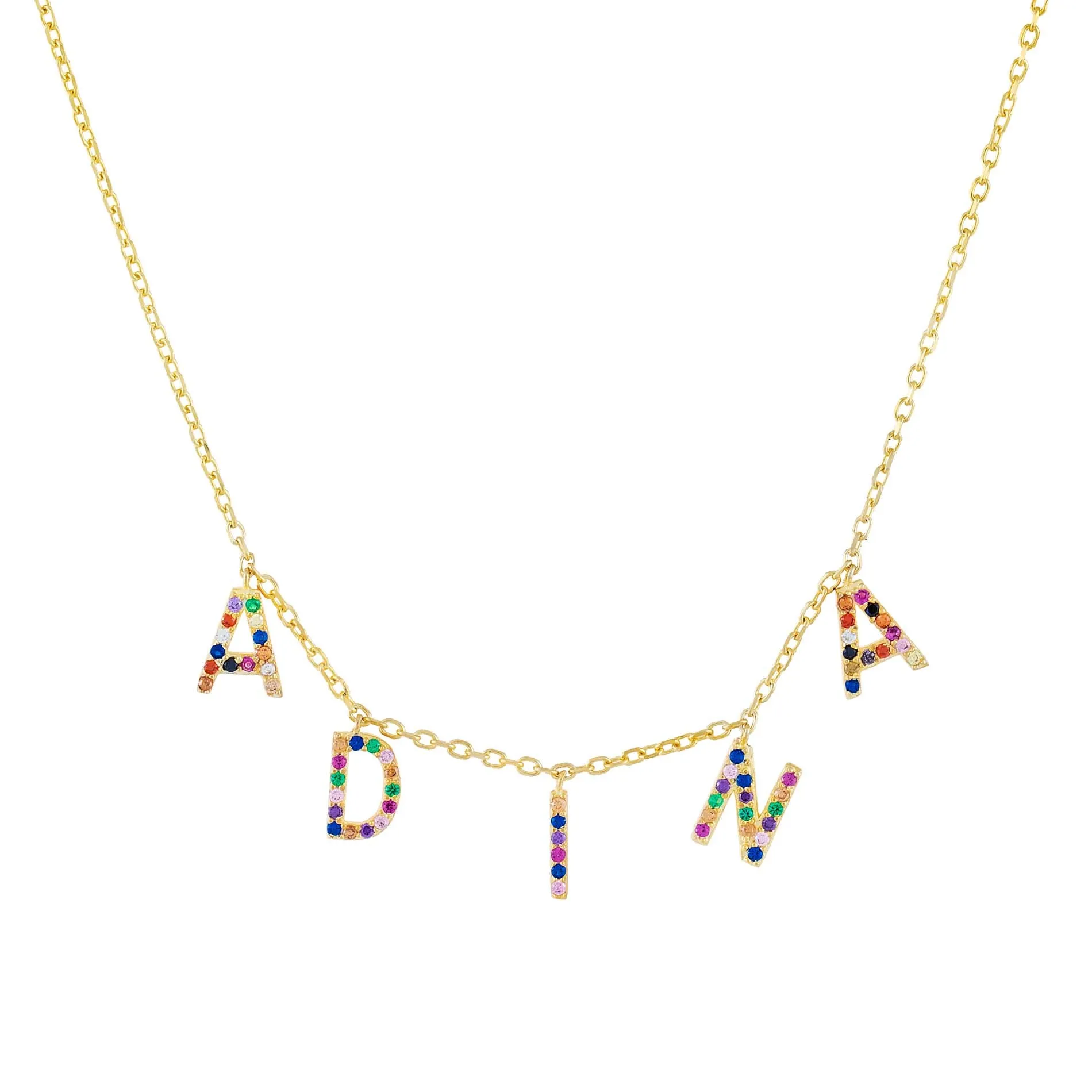 Rainbow Block Name Necklace