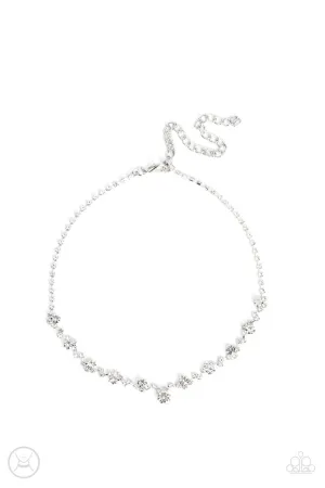 Regal Rebel - White - Rhinestone Dainty Paparazzi Choker Necklace