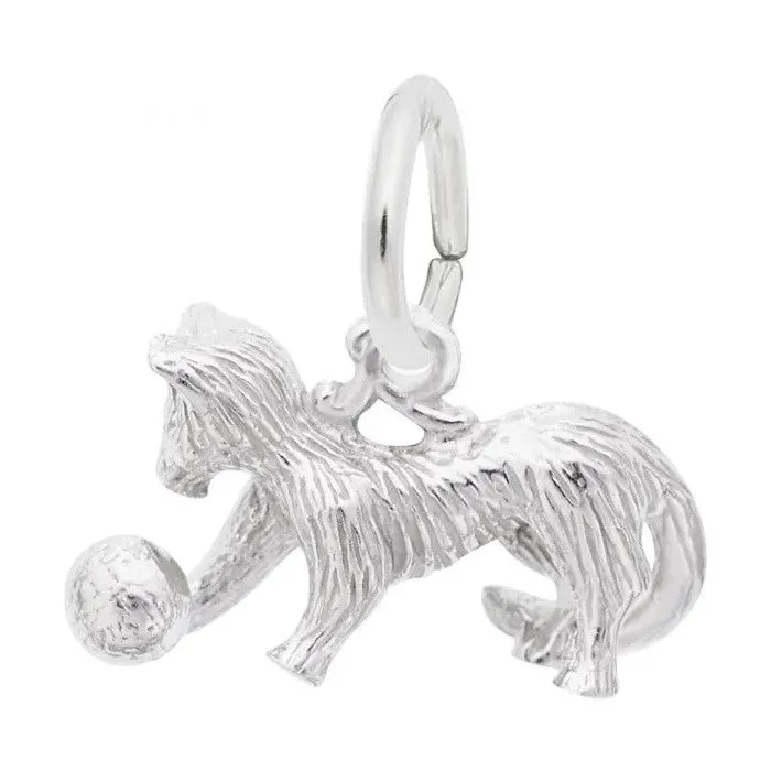 Rembrandt Charm Sterling Silver Rhodium Plated Cat Pendant