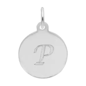Rembrandt Charms Sterling Silver Rhodium or Gold Plated Initial P Disc Charm Pendant