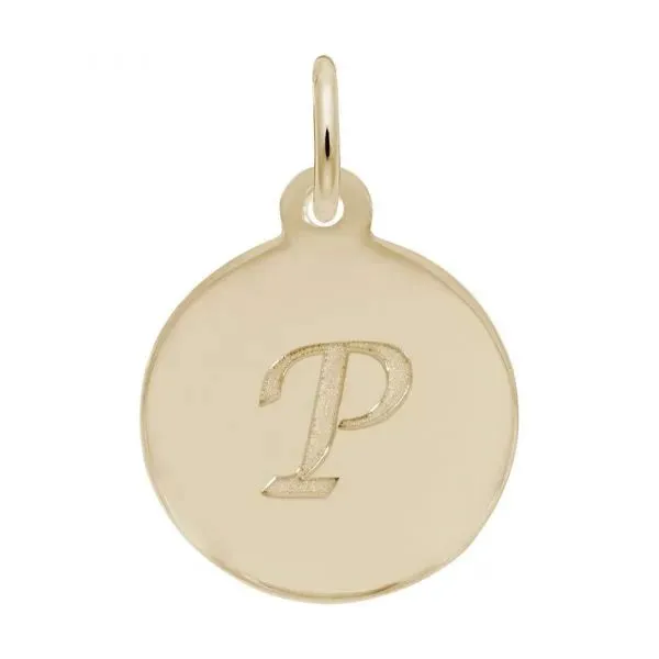 Rembrandt Charms Sterling Silver Rhodium or Gold Plated Initial P Disc Charm Pendant