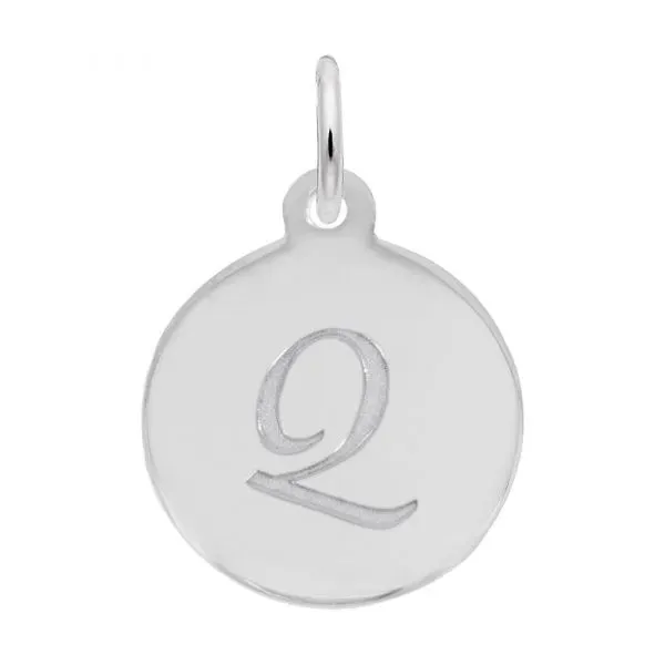 Rembrandt Charms Sterling Silver Rhodium or Gold Plated Initial Q Disc Charm Pendant