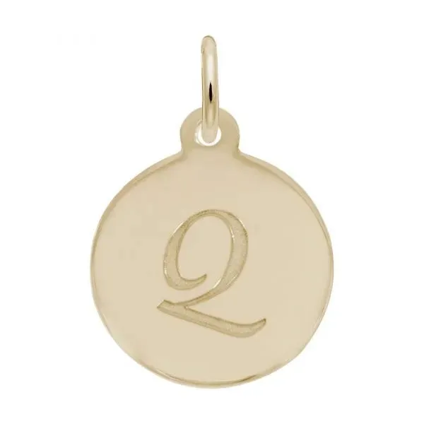 Rembrandt Charms Sterling Silver Rhodium or Gold Plated Initial Q Disc Charm Pendant