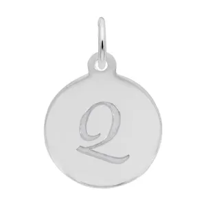 Rembrandt Charms Sterling Silver Rhodium or Gold Plated Initial Q Disc Charm Pendant