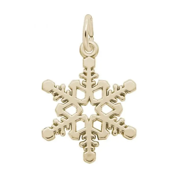 Rembrandt Charms Sterling Silver Rhodium or Gold Plated Snowflake Charm Pendant
