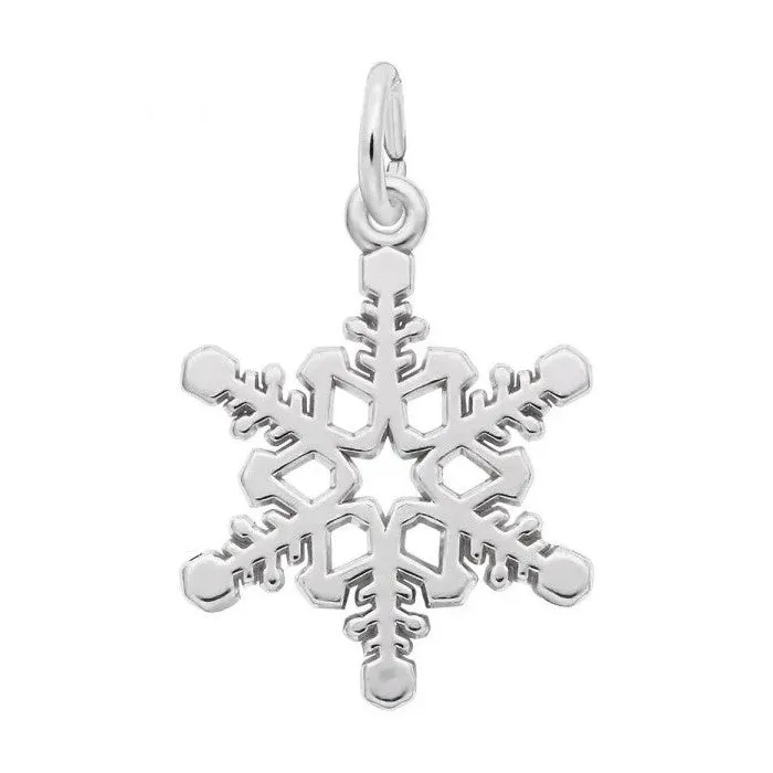Rembrandt Charms Sterling Silver Rhodium or Gold Plated Snowflake Charm Pendant
