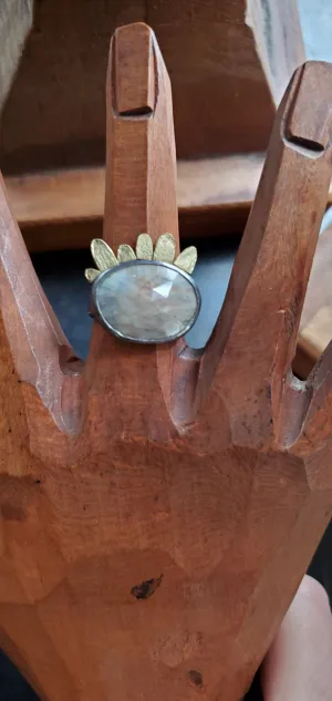 Renee Ford Metals SS/18K Sapphire Rose cut African Snow White Ring