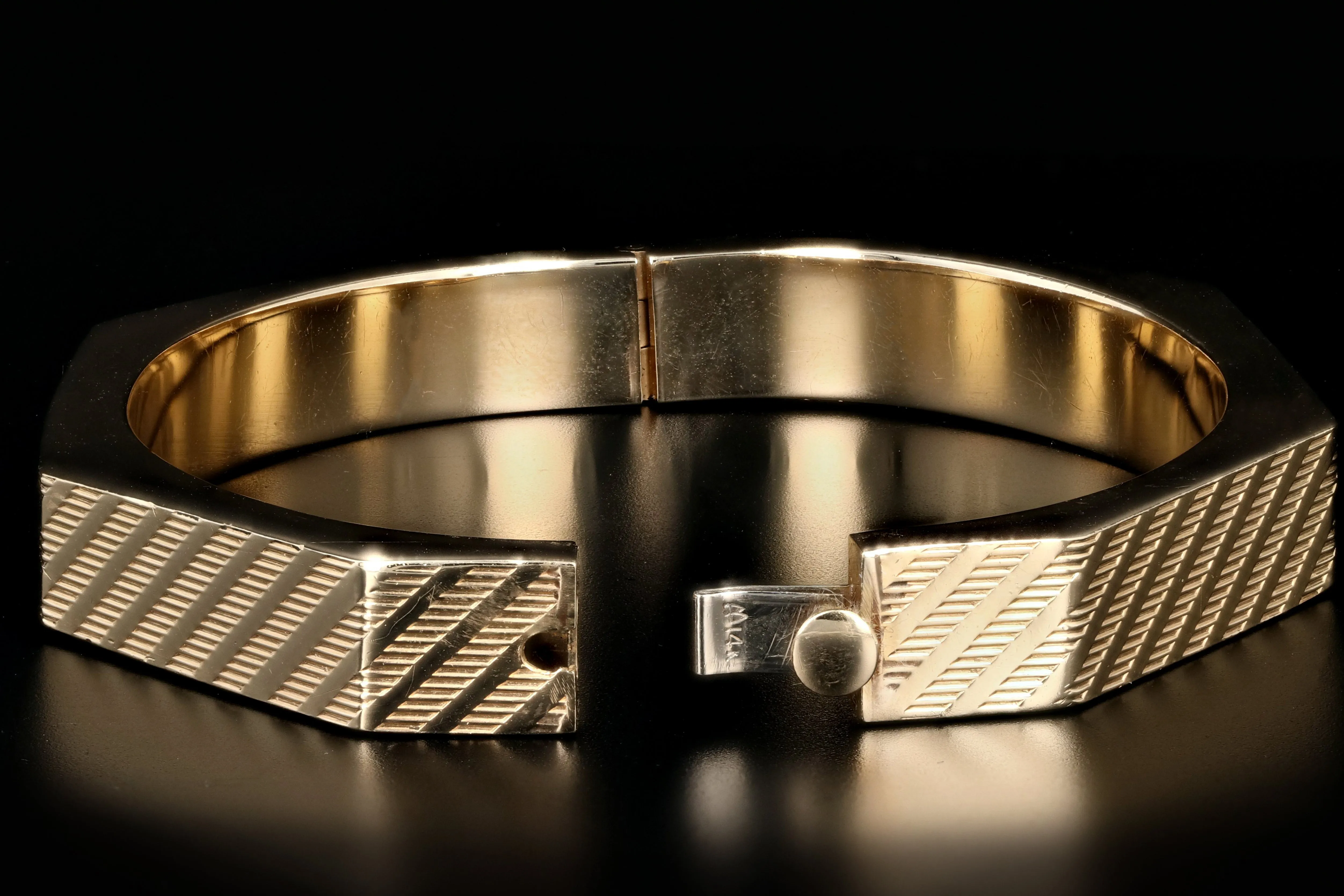 Retro 14K Yellow Gold Octagonal Bangle