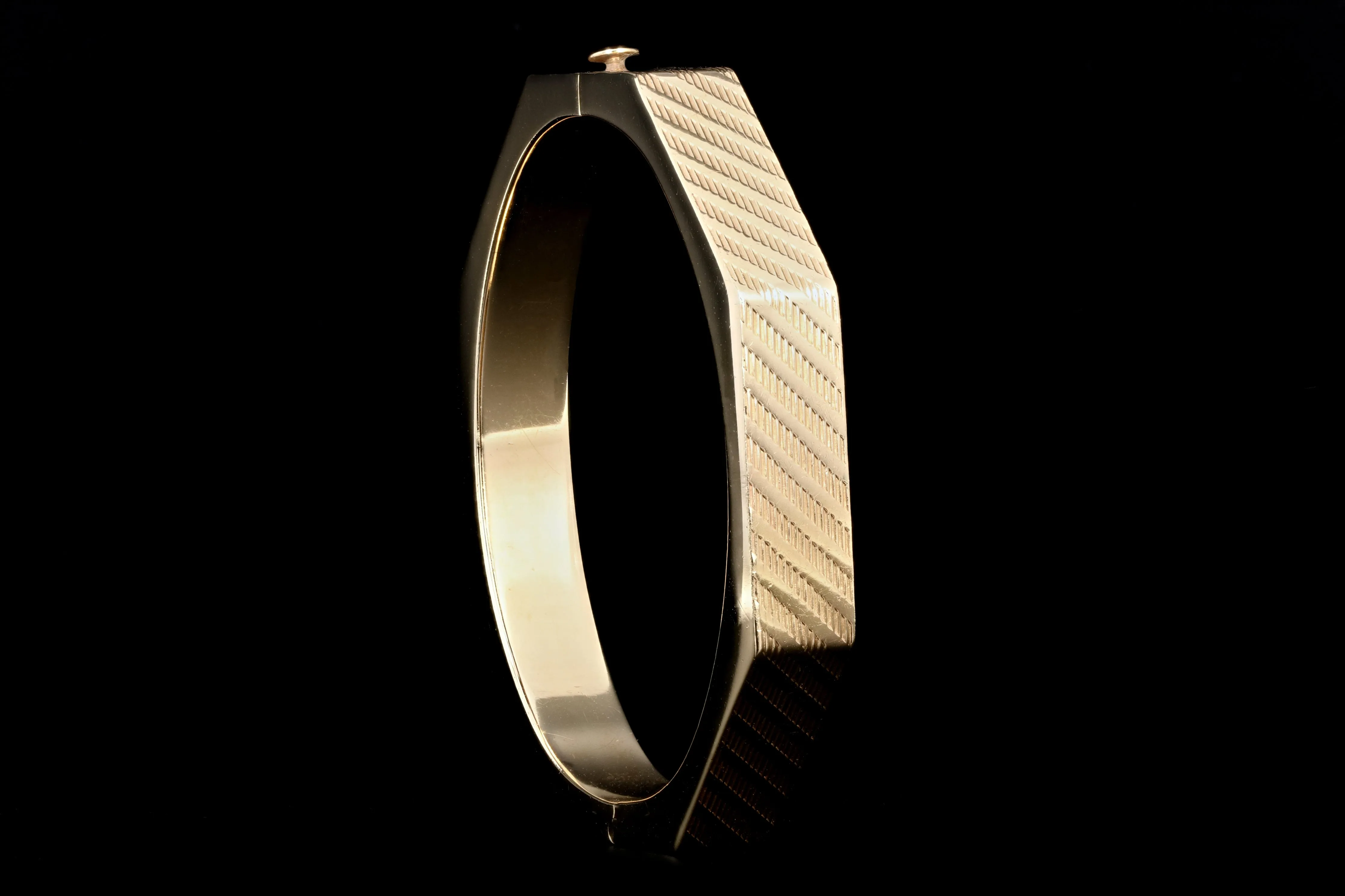 Retro 14K Yellow Gold Octagonal Bangle