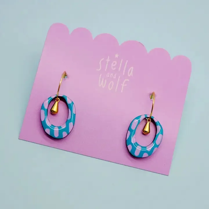 Retro Dash Hoop Droplet Earrings