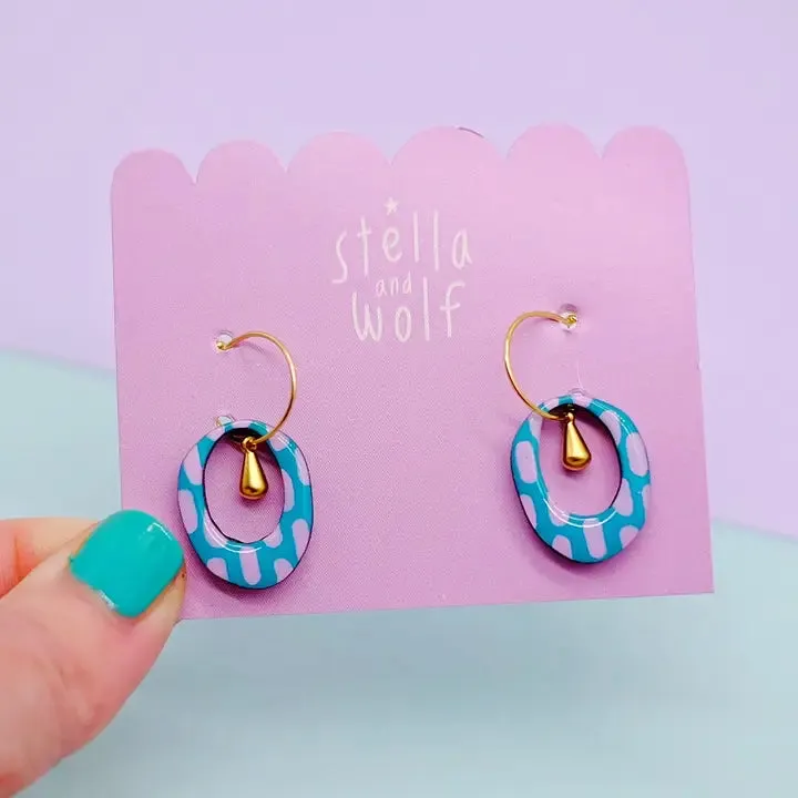 Retro Dash Hoop Droplet Earrings