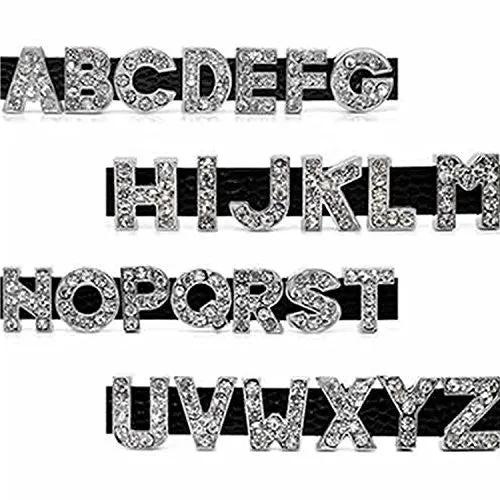 Rhinestone Alphabet Letter X Charm Beads For Slider Style Buckle Charm Bracelet!