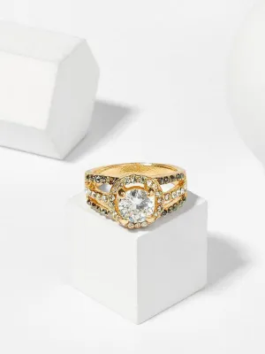 Rhinestone Decorated Layered Ring