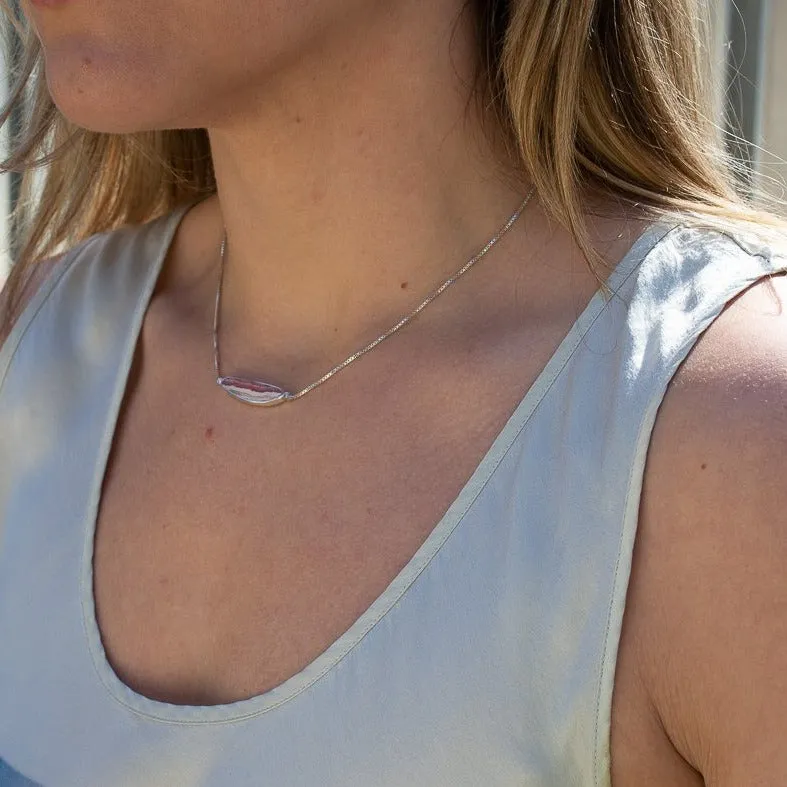 RHODOCHROSITE AND DIAMOND STERLING SILVER NECKLACE