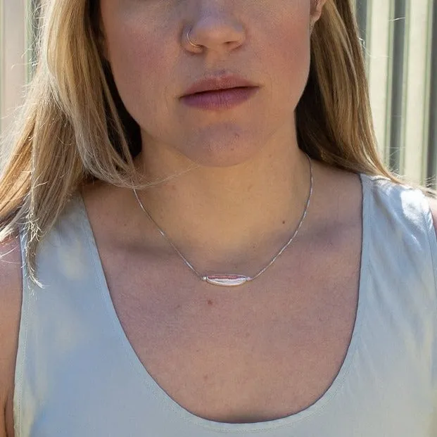 RHODOCHROSITE AND DIAMOND STERLING SILVER NECKLACE