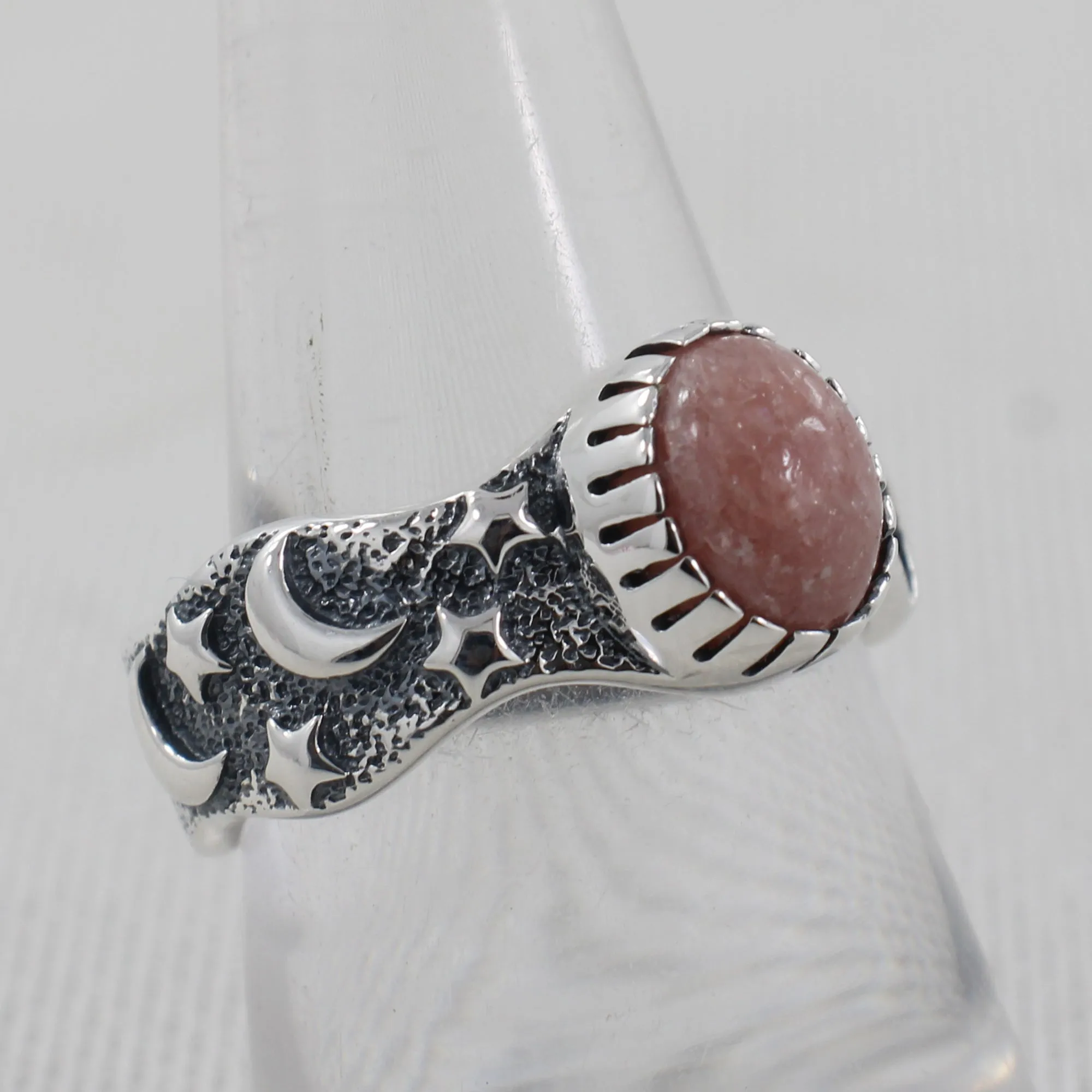 Rhodochrosite Silver Rings