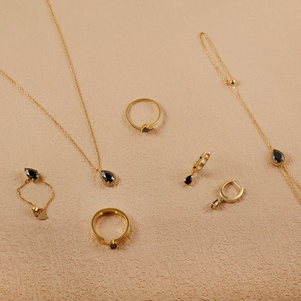 Rindrop Gemstone Adjustable Chain Ring