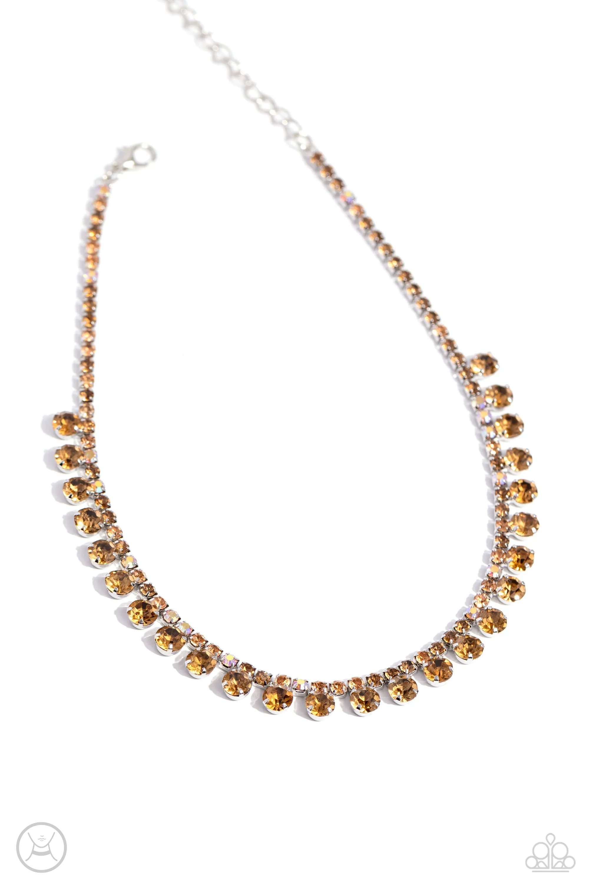 Ritzy Rhinestones - Brown - and Peach Iridescent Rhinestone Paparazzi Choker Necklace