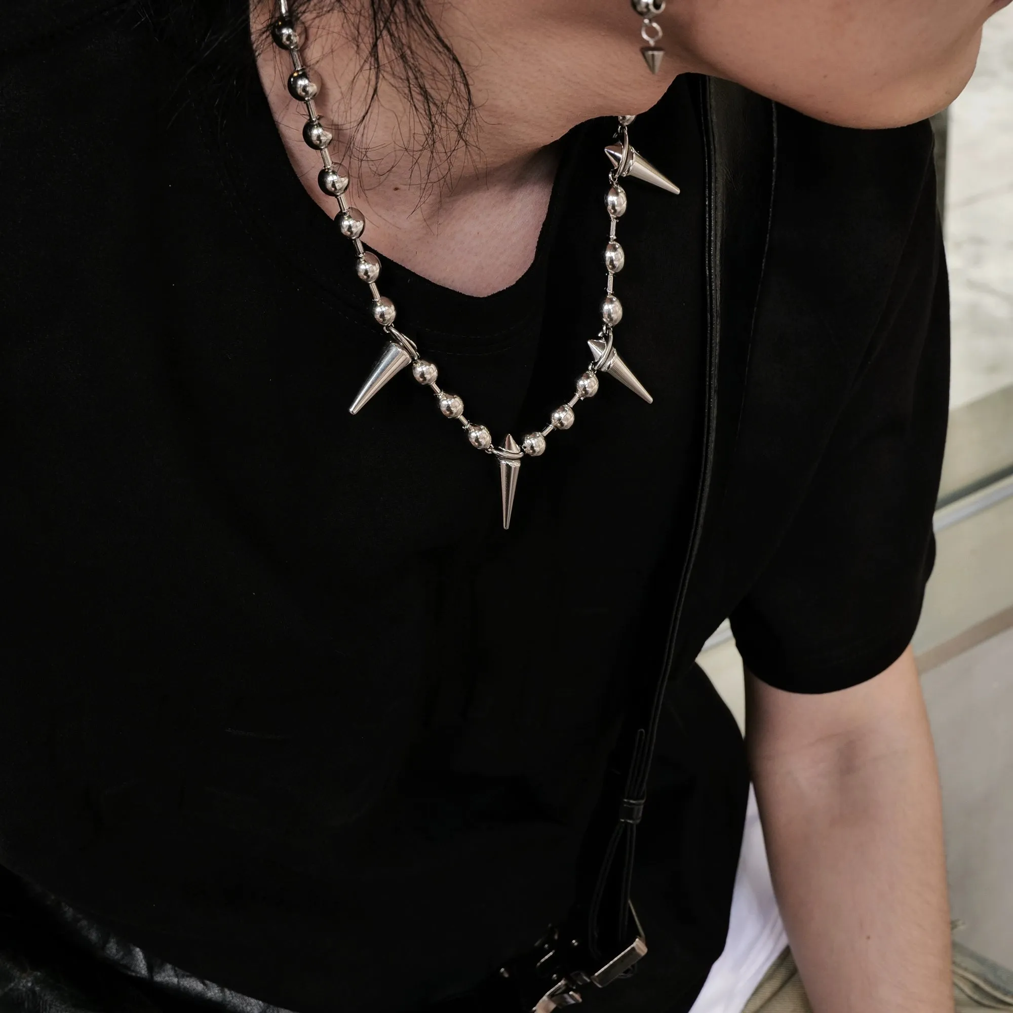 Rivet Ball Necklace Choker