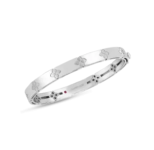 Roberto Coin Love in Verona White Gold Etched Flower Bangle