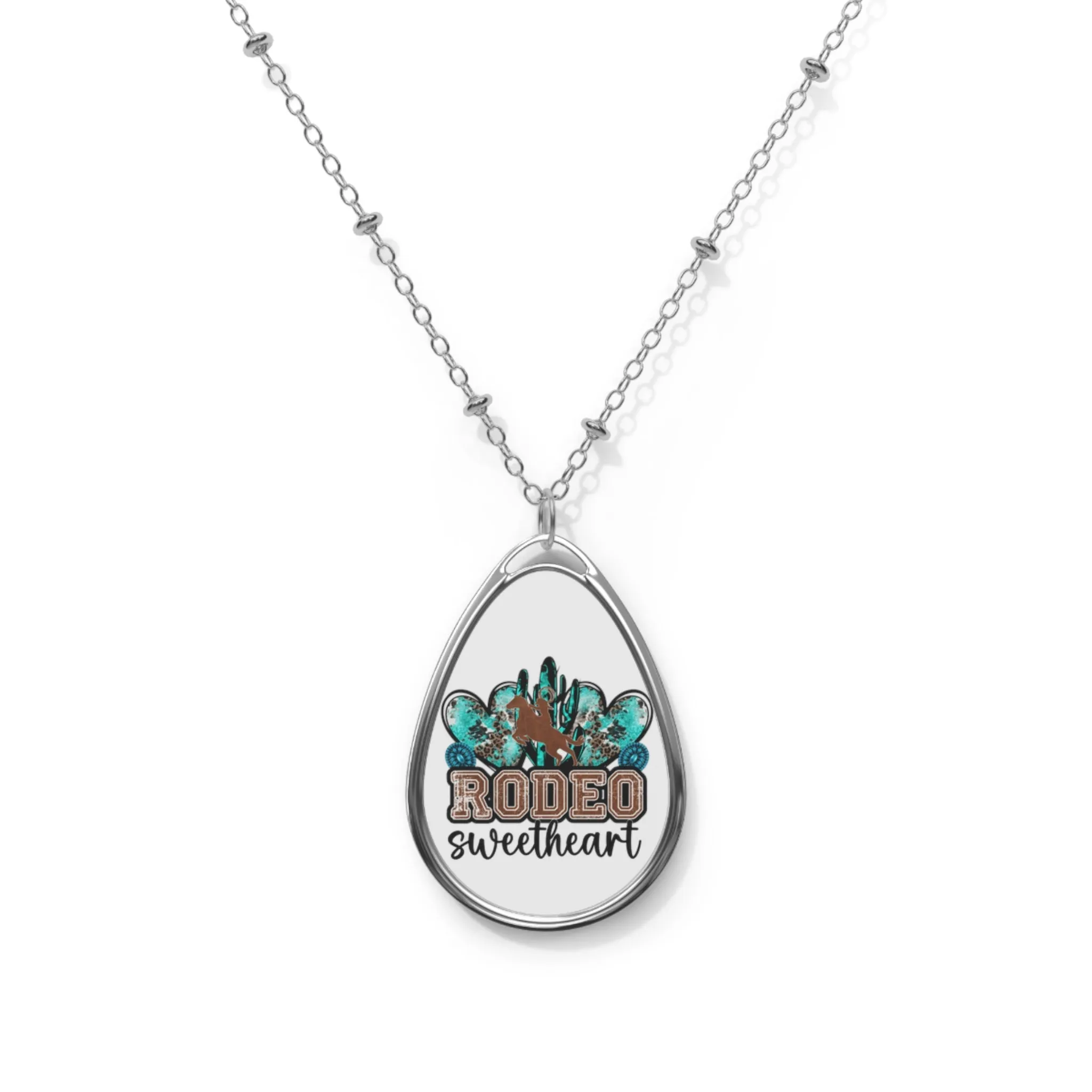 Rodeo Sweetheart Necklace, Rodeo, Cowgirl, Country, Oval Necklace