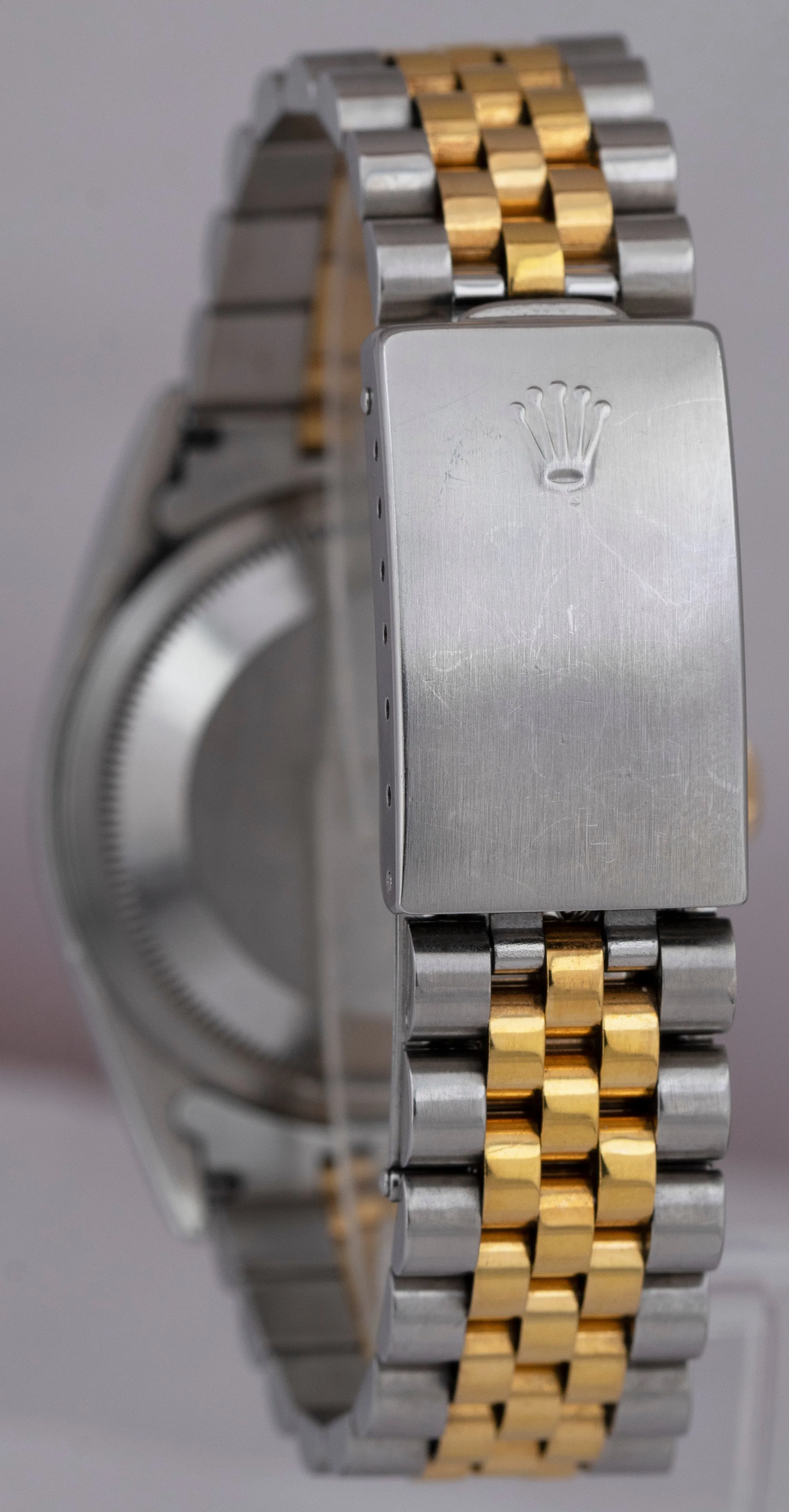 Rolex DateJust 36mm 18K Yellow Gold NO-HOLES Stainless Champagne Watch 16233