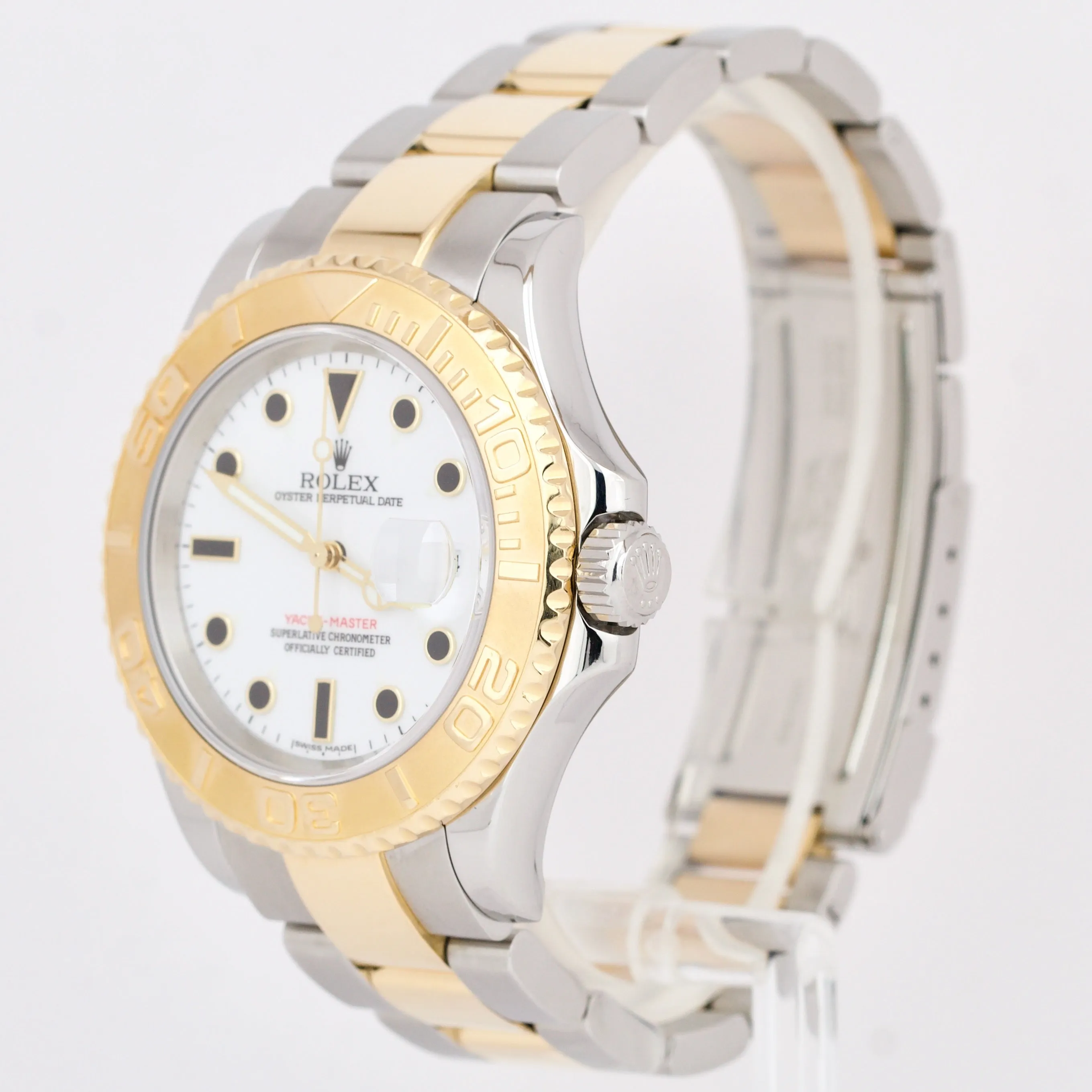 Rolex Yacht-Master 16623 White 18K Two Tone Yellow Gold 40mm Steel Date Watch BP