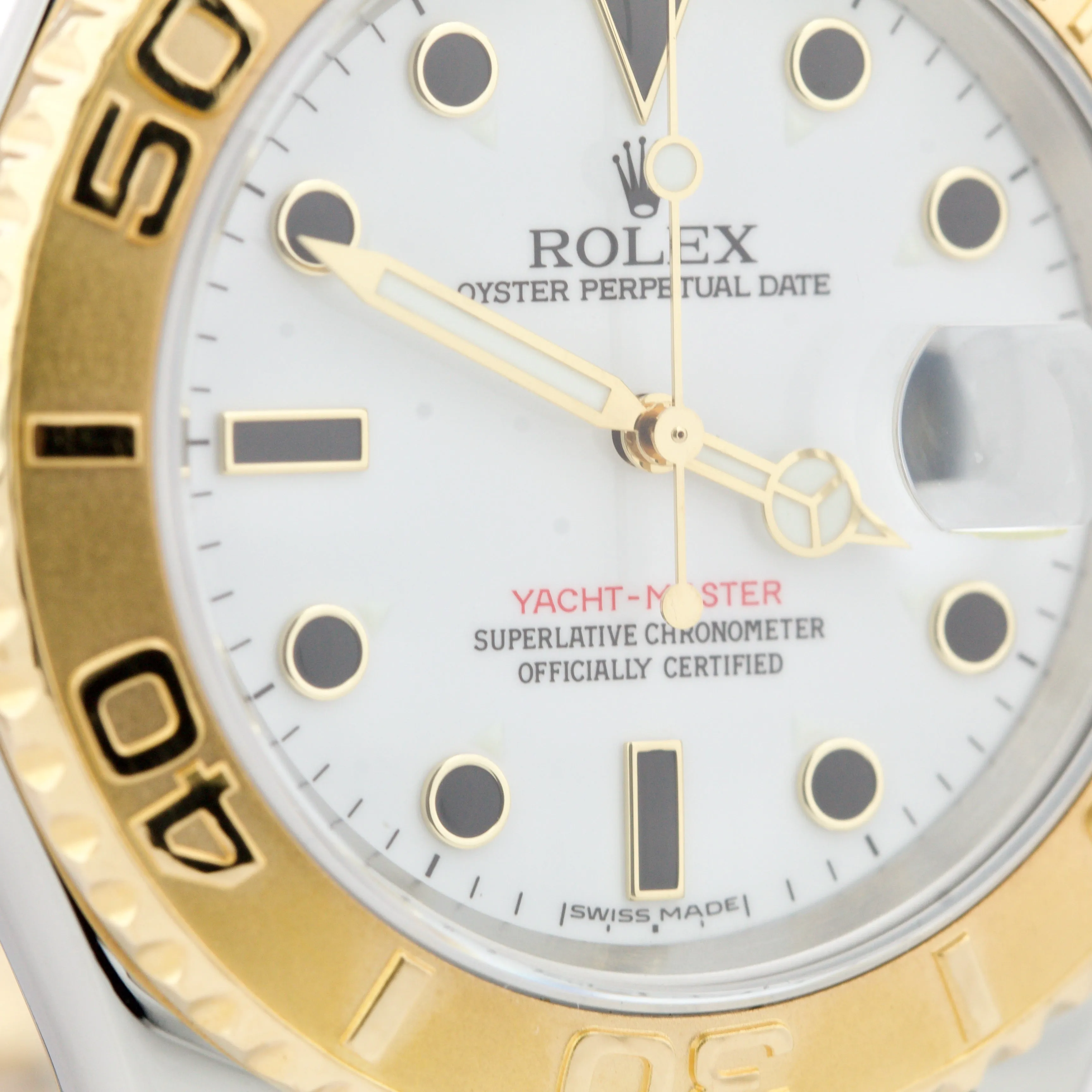 Rolex Yacht-Master 16623 White 18K Two Tone Yellow Gold 40mm Steel Date Watch BP
