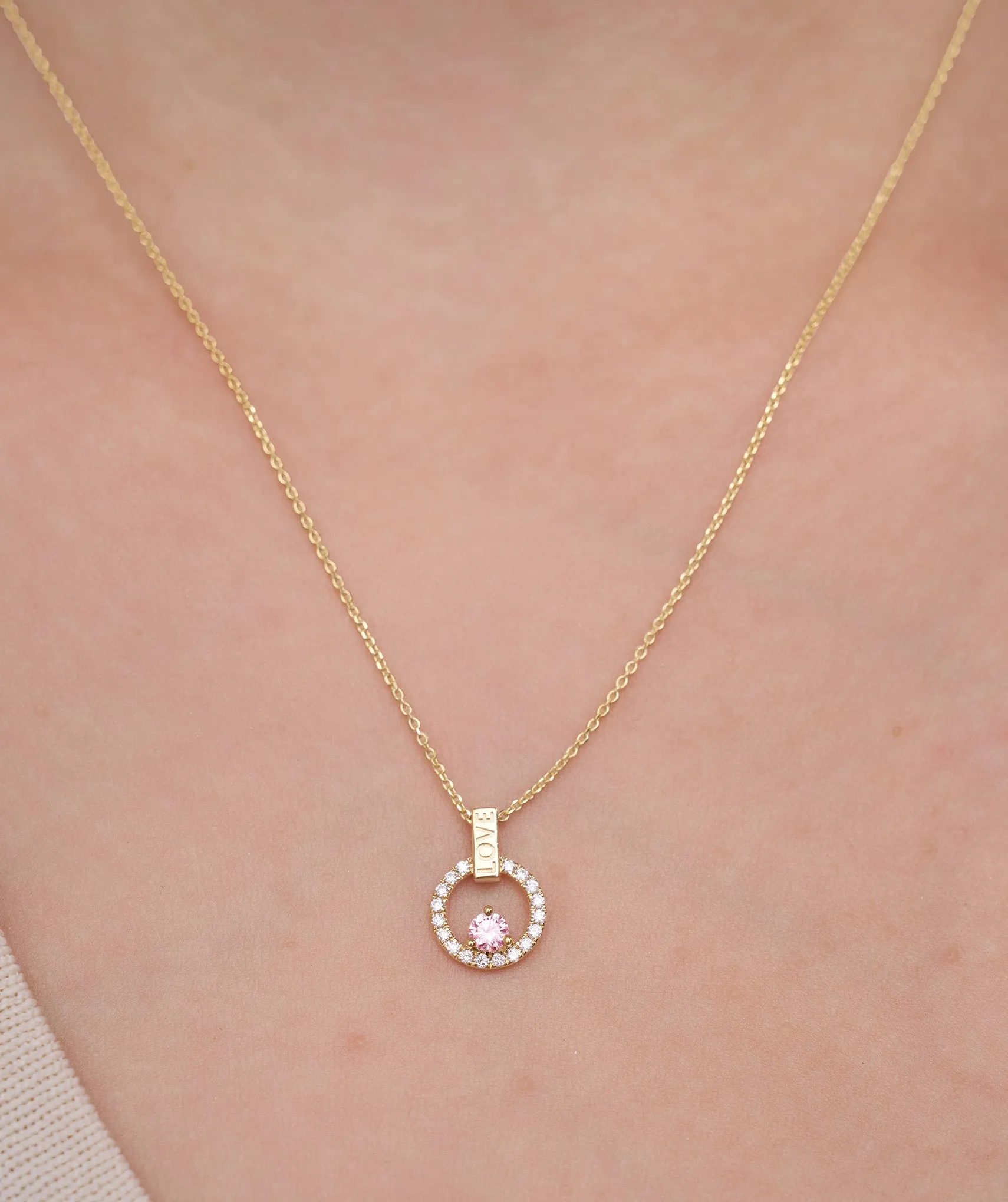 Romantic "Love" Pendant with Pink Sapphire