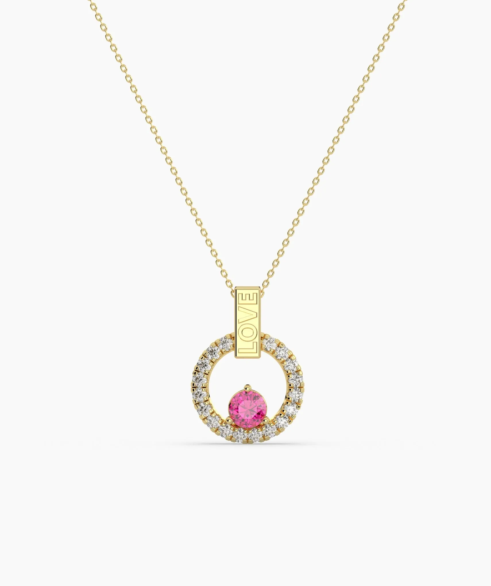 Romantic "Love" Pendant with Pink Sapphire