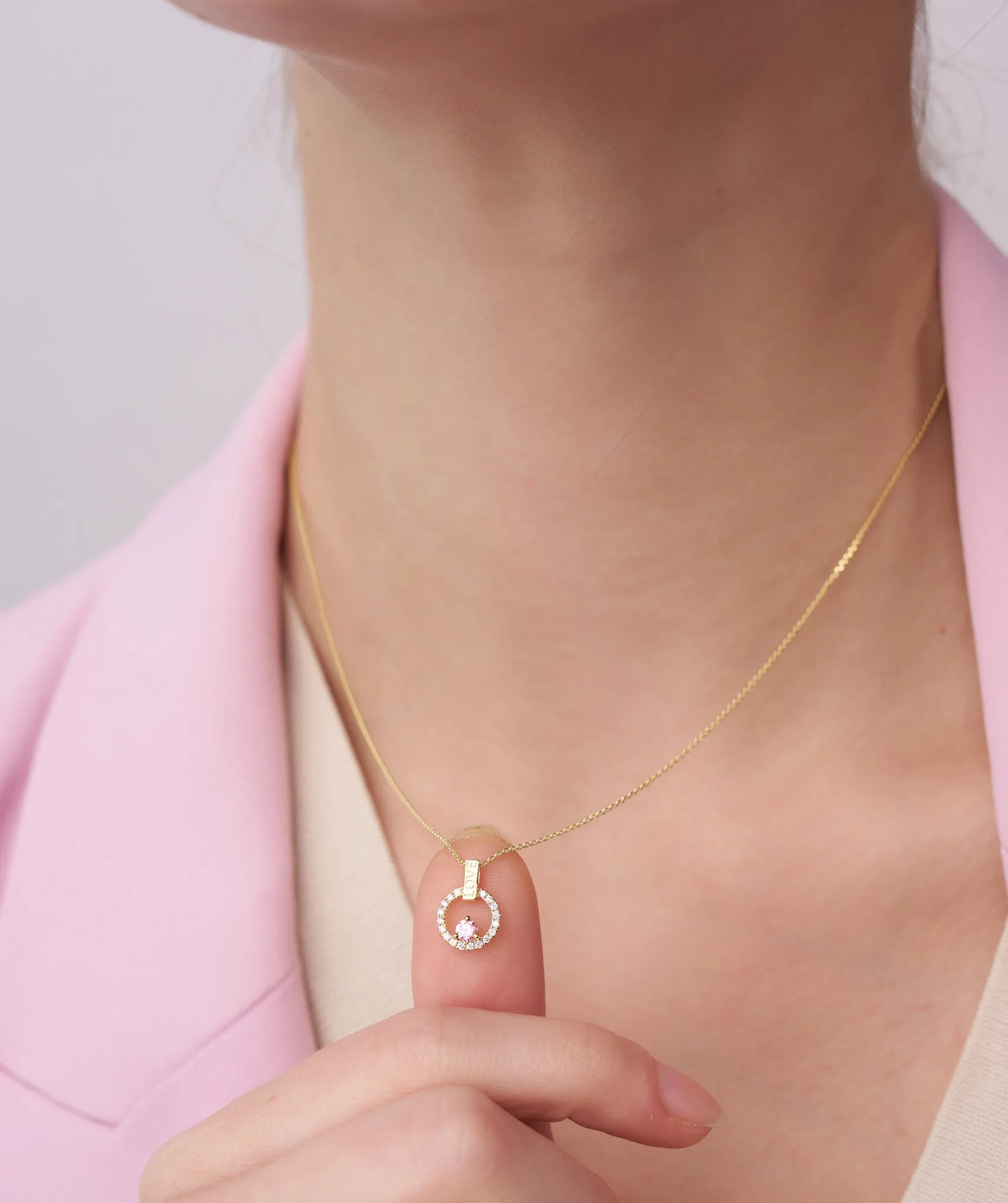 Romantic "Love" Pendant with Pink Sapphire