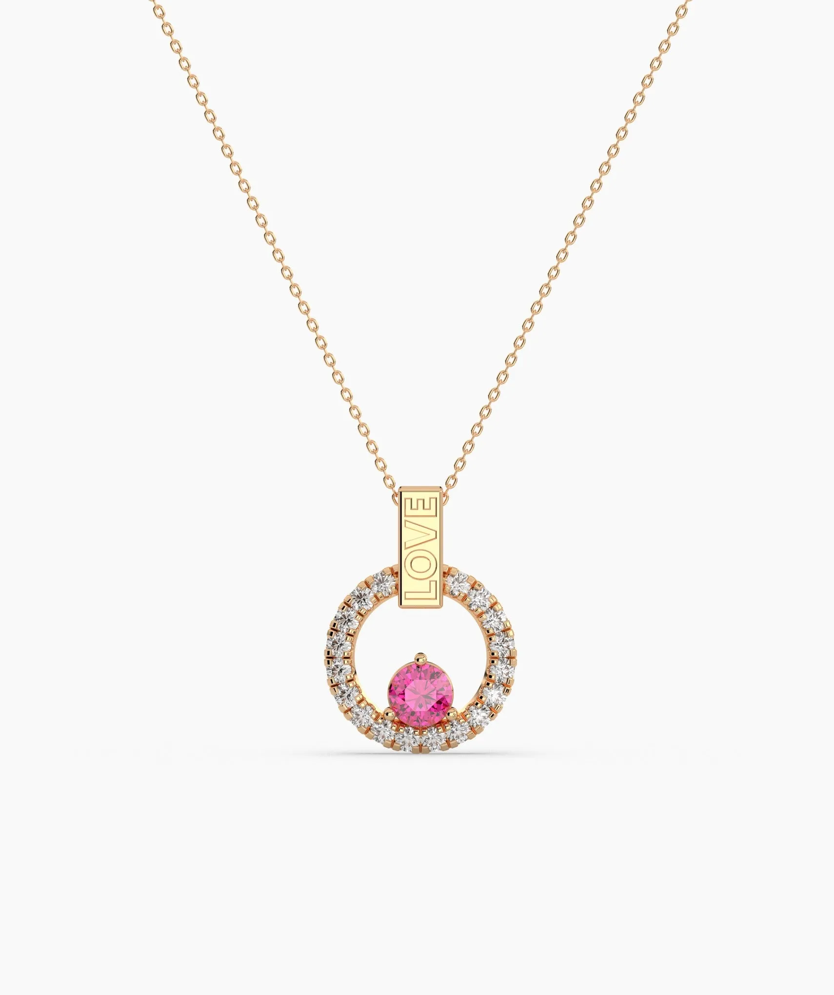 Romantic "Love" Pendant with Pink Sapphire