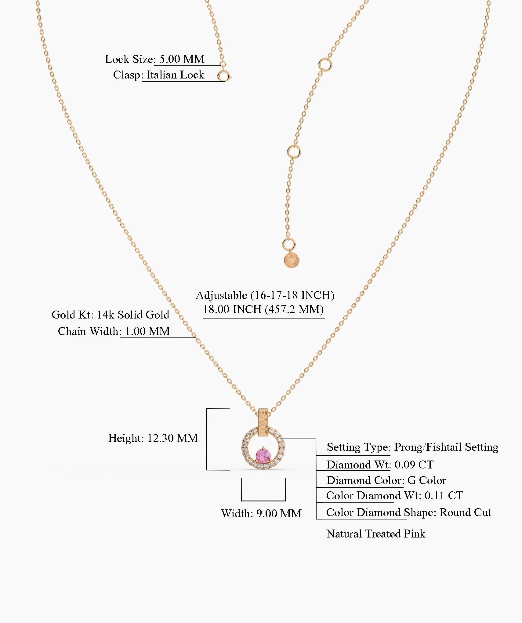 Romantic "Love" Pendant with Pink Sapphire