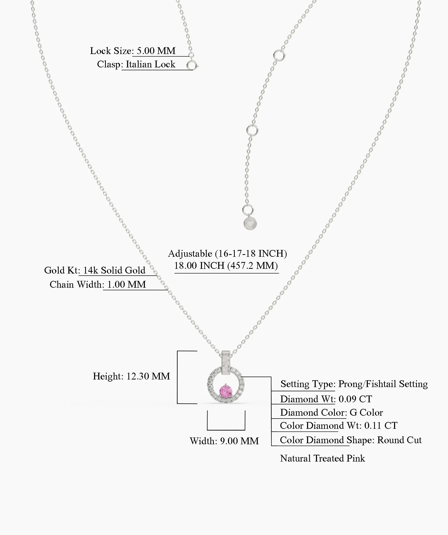 Romantic "Love" Pendant with Pink Sapphire