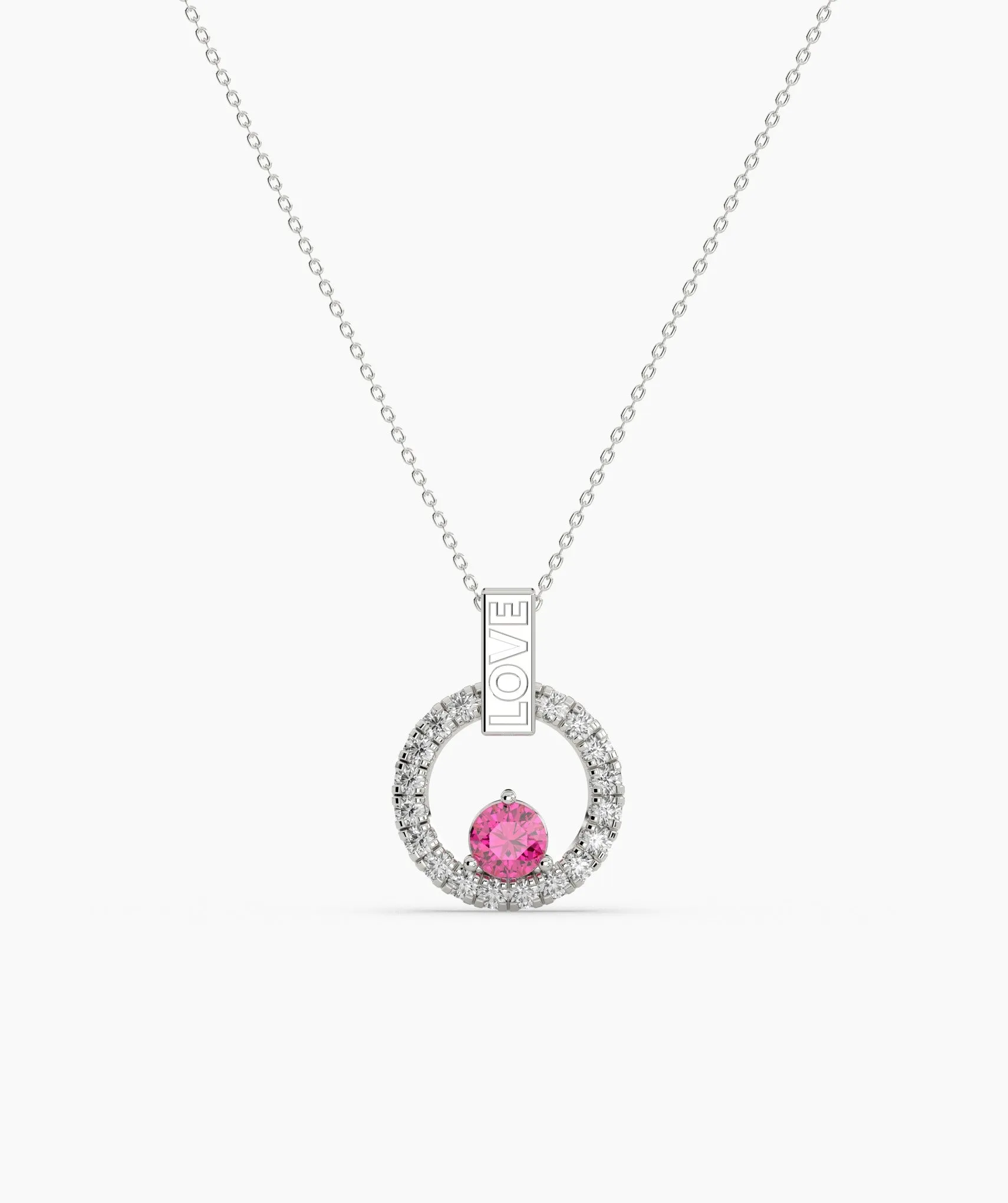 Romantic "Love" Pendant with Pink Sapphire