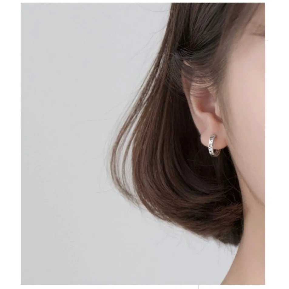 Rome Numeral Huggie Hoop Earrings-SH006