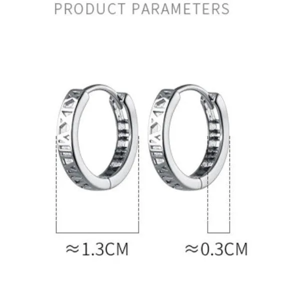 Rome Numeral Huggie Hoop Earrings-SH006