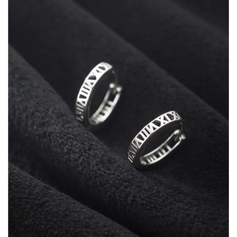 Rome Numeral Huggie Hoop Earrings-SH006