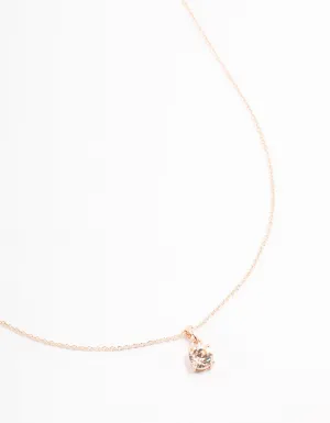 Rose Gold Solitaire Czech Crystal Necklace