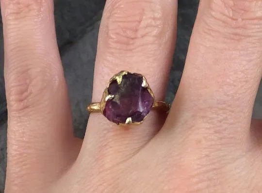 rough raw natural pink pyrope solitaire garnet gemstone ring recycled 18k gold one of a kind gemstone ring byangeline 0099 Alternative Engagement