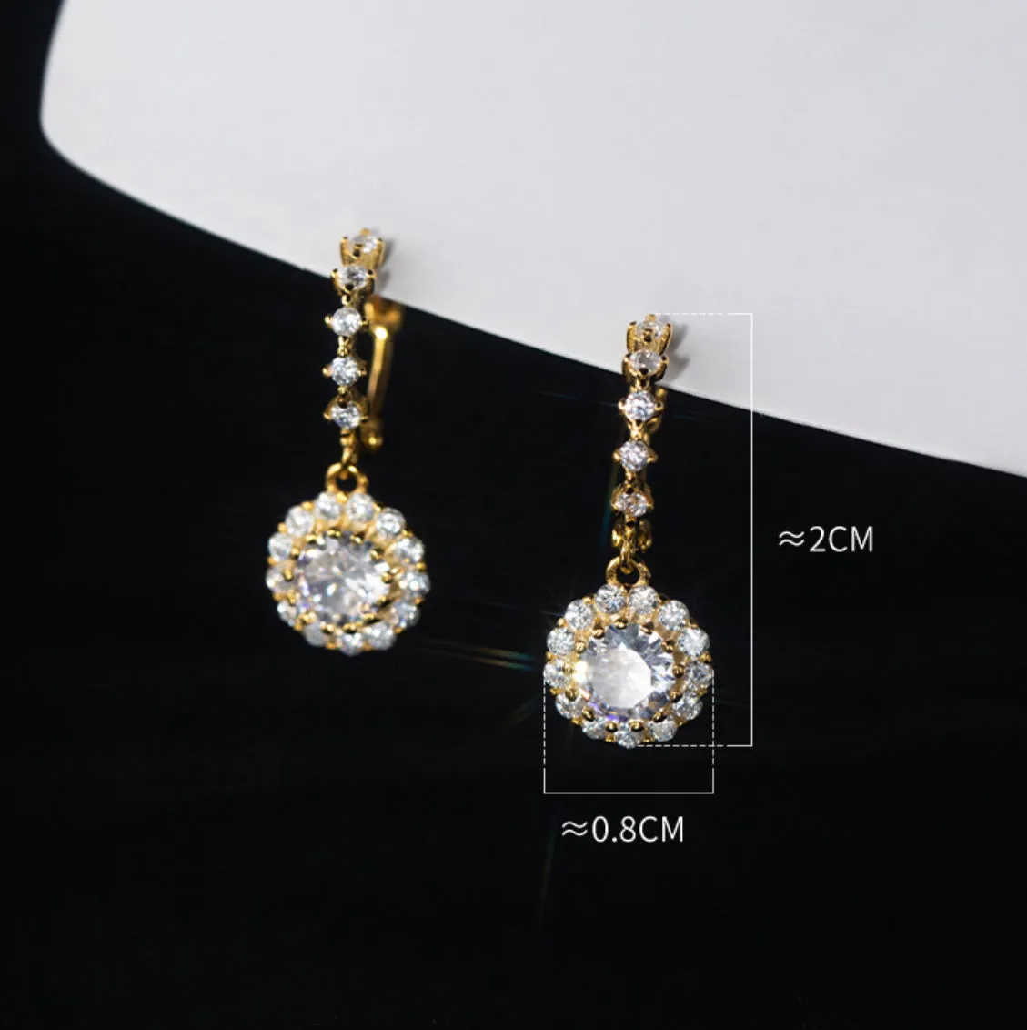 Round Dimond Drop Huggie Earrings-SH058